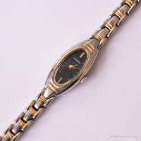 Vintage ▾ Pulsar V220-X017 orologio | Quadrante nero orologio bicolore per le donne