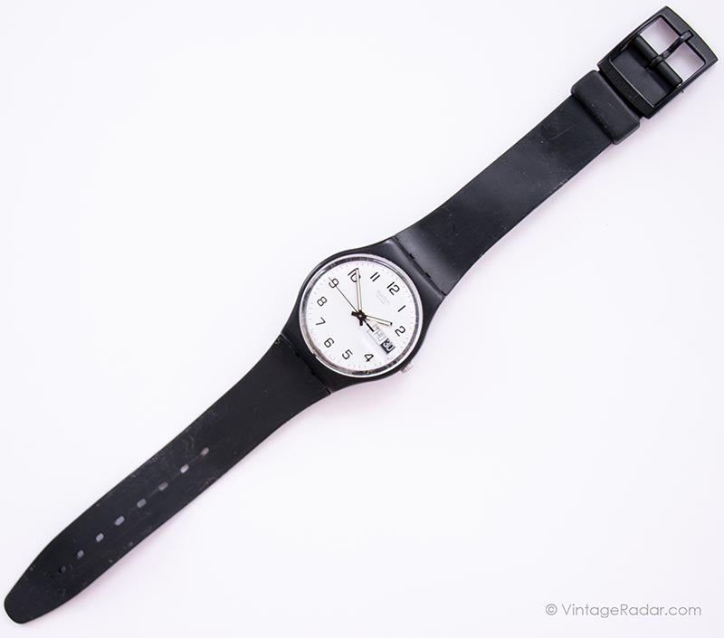 Vintage Swatch GB743 ONCE AGAIN Watch | 1999 Black & White Swatch Gent ...