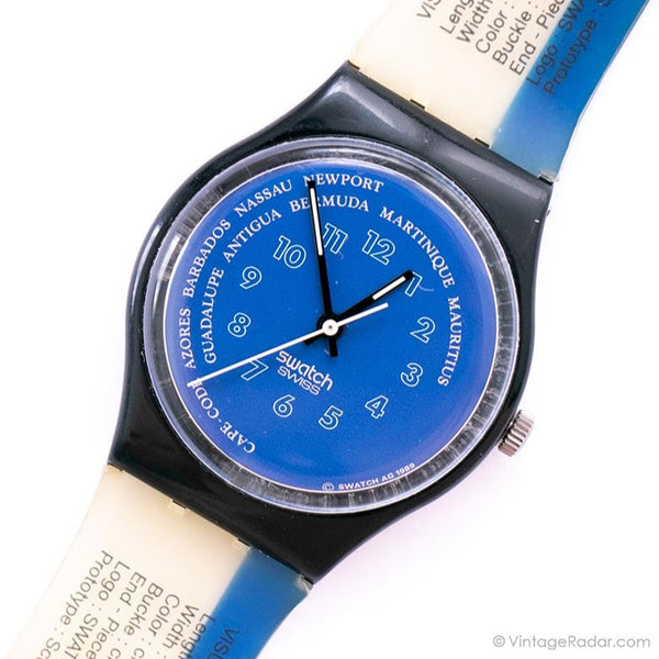 1990 Swatch GB131 Tender Too Guarda | 90 blu Swatch Gent Watch