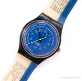 1990 Swatch GB131 Tendre aussi montre | Blue 90 Swatch Gant montre
