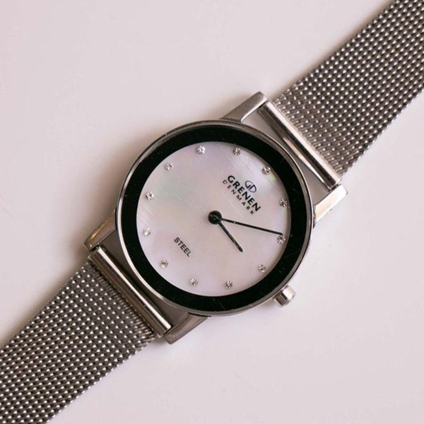 Vintage minimaliste Grennen Danemark par Skagen montre avec cadran nacré