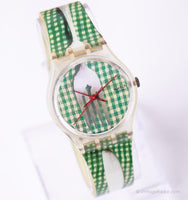 Green 1997 Swatch GK284 Spoon manquant montre avec sangle d'origine