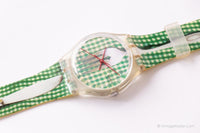 Green 1997 Swatch GK284 Spoon manquant montre avec sangle d'origine