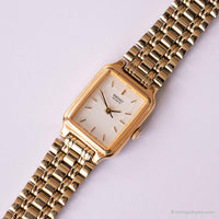 Antiguo Seiko V401-5129 R0 reloj | Damas tono de oro rectangular reloj