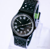 1991 Nero GB722 Swatch reloj | Fecha de día suizo hecha Swatch reloj