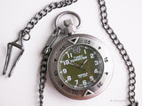 كلاسيكي Timex ساعة الجيب بعثة | لهجة الفضة Timex ساعة الجيب الإنديجلو
