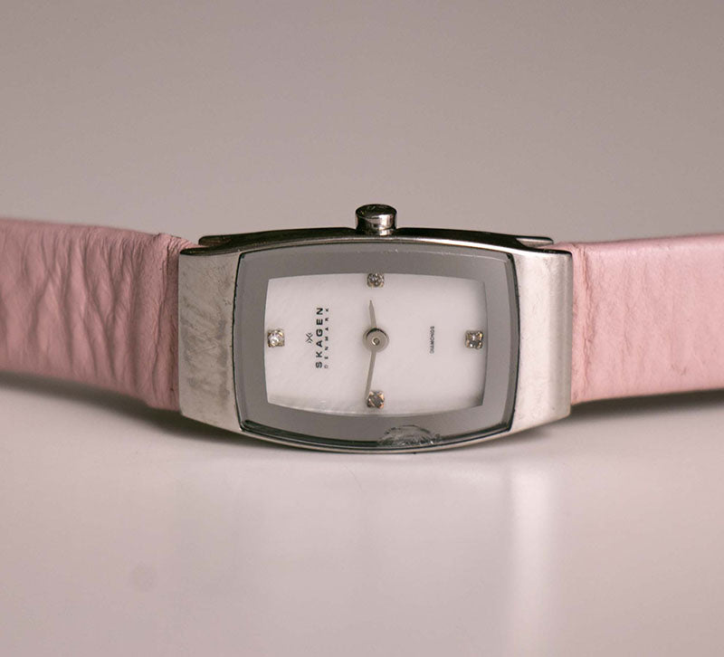 Vintage Rectangular Skagen Denmark Diamonds Watch for Women – Vintage Radar