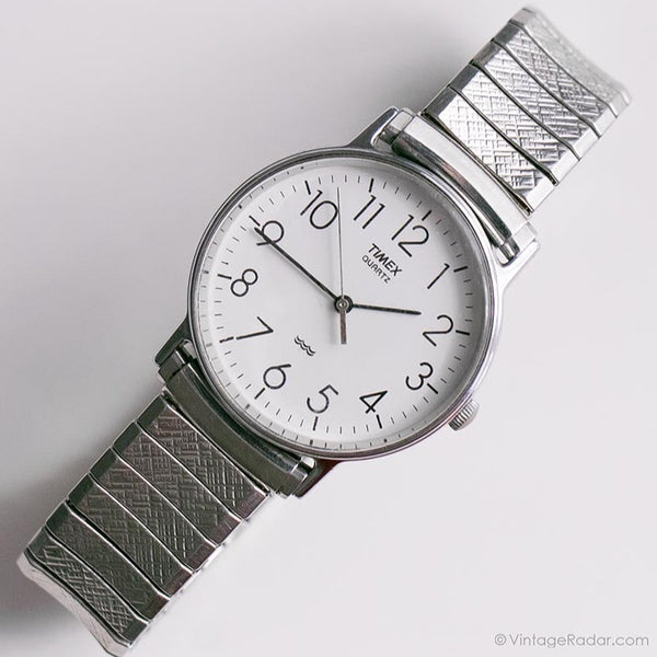 Vintage Silber-Ton Timex Quarz Uhr | Retro Minimalist Timex Uhr