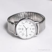 Tono plateado vintage Timex Cuarzo reloj | Minimalista retro Timex reloj