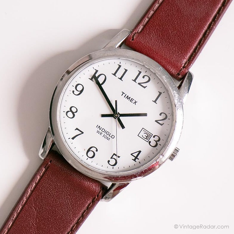 Classic Silver Timex Indiglo Date Watch | Vintage Timex
