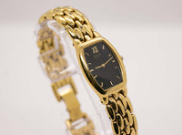 1990s Black Dial Gold Tone Seiko 4N00-6431 RO Watch for Women