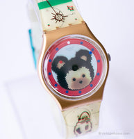 1998 Swatch GJ121 Sweet Teddy Uhr | 90er Jahre lustiger Vintage Swatch Mann Uhr