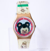 1998 Swatch GJ121 Sweet Teddy Uhr | 90er Jahre lustiger Vintage Swatch Mann Uhr