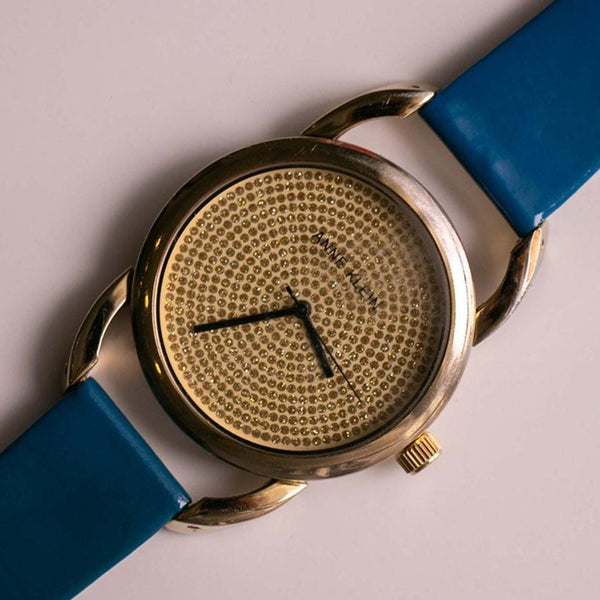 Largo Anne Klein reloj con piedras | Tono de oro vintage reloj para mujeres