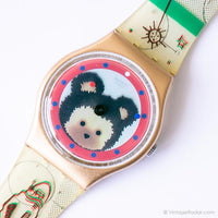 1998 Swatch GJ121 dulce peluche reloj | Vintage divertido de los 90 Swatch Caballero reloj