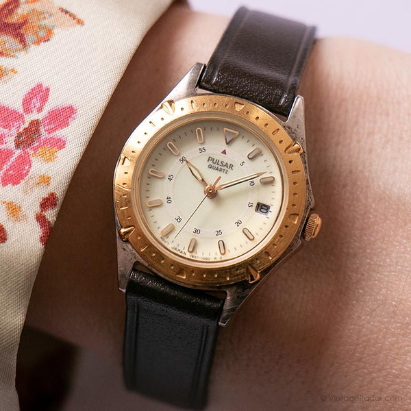 Vintage Pulsar V827-0520 A4 Watch | Cream Dial Date Watch for Ladies