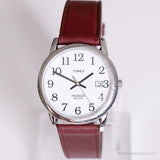Klassischer Silberton Timex Indiglo -Datum Uhr | Jahrgang Timex Quarz Uhr