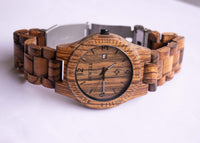 Bewell Wooden Watch للرجال | ساعة الكوارتز التناظرية الخشبية الطبيعية