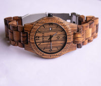 Bewell Holz Uhr für Männer | Analoges Quarz natürlicher Holz Uhr