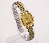 Tono d'oro piccolo degli anni '80 Seiko E029-5050 ro orologio per donne