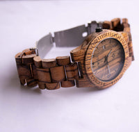Bewell Wooden Watch للرجال | ساعة الكوارتز التناظرية الخشبية الطبيعية