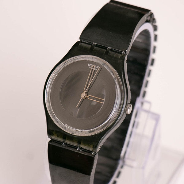 1998 swatch GB193 Cercle transparent plein noir montre Fait en Suisse