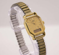 Tono de oro pequeño de los años ochenta Seiko E029-5050 RO reloj para mujeres