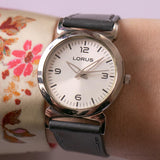 Vintage Lorus Office Watch | Japan Quartz Gray Strap Silver-tone Watch