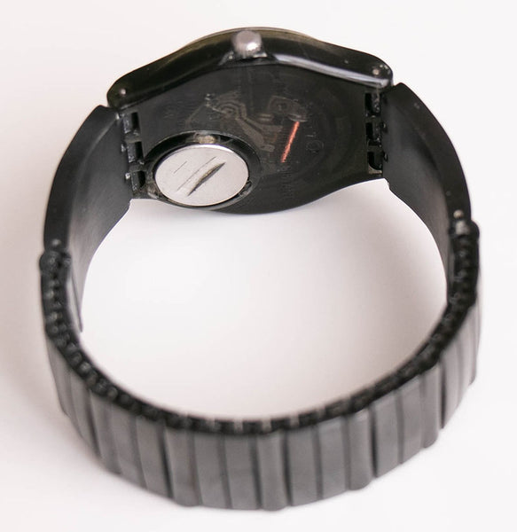 1998 Swatch GB193 Transparent Circle Full Black Watch Swiss Made