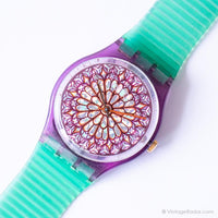 1994 Swatch GV108 Quasimodo reloj | Mandala morado Swatch Caballero reloj