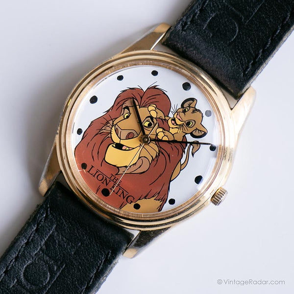 Vintage Simba y Mufasa Wallwatch | El tono de oro del rey león reloj