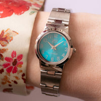 Q & Q vintage por Citizen reloj para ella | Tono plateado de dial azul reloj
