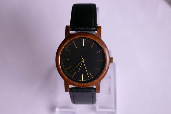 Minimalist Black Wooden Watch | 37mm Watch for Men or Women – Vintage Radar
