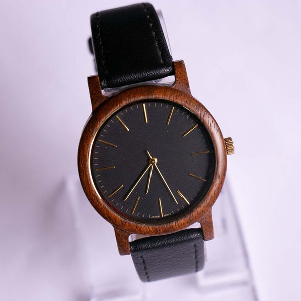 Orologio in legno nero minimalista | 37 mm orologio per uomini o donne