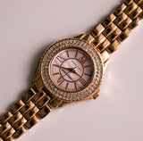 Oro rosa Anne Klein reloj con piedras preciosas | Diseñador vintage de lujo reloj