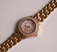Or rose Anne Klein montre avec des pierres précieuses | Designer vintage de luxe montre