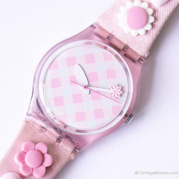 1999 Swatch Gp111 muus muus reloj | Vintage rosa rara Swatch reloj