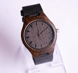 Engraved Minimalist Black Wooden Watch | Mother's Gift for Son