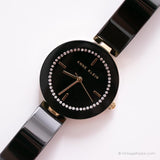 Designer noir et or vintage montre | Anne Klein montre pour femme