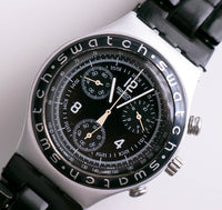 Cadran noir swatch Ironie Chronograph YCS1000 High Tail montre