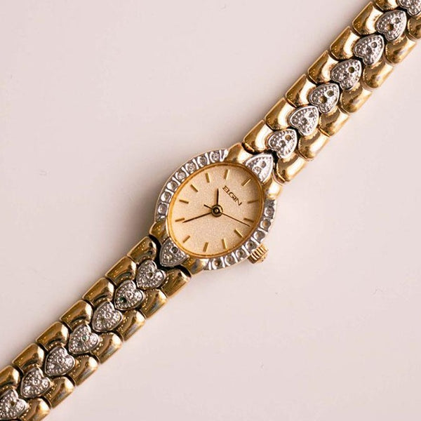 Vintage dos tonos Elgin reloj para mujeres | Ocasión vintage reloj Señoras