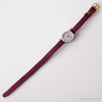 Vintage Adora Quartz Watch for Her | Roman Numerals Red Strap Watch