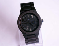 Cuarzo negro de madera de Wood reloj | Reloj de pulsera analógica para hombres de 44 mm