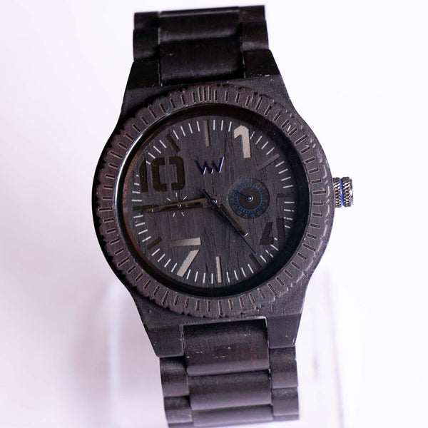 Wewood hölzerner schwarzer Quarz Uhr | 44mm Herrenanalogie Armbanduhr