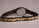Black & Gold vintage Elgin II Cuarzo reloj para mujeres | Mobo de pulsera ocasional