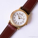Vintage Classic Gold-tone Guess Watch for Women with Burgundy Strap