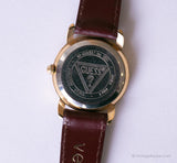 Tón de oro clásico vintage Guess reloj Para mujeres con correa de Borgoña