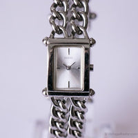 Tono de plata rectangular vintage Guess reloj Para ella con brazalete de cadena