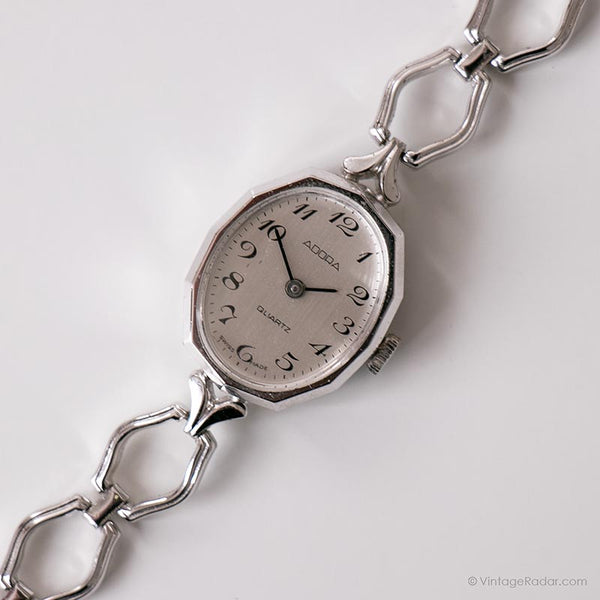 Adora de tonos plateados vintage reloj para ella | Reloj de pulsera de cuarzo suizo