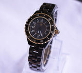 Isaac Mizrahi Live! Minimalistisch Uhr | All-Schwarzer Luxus Uhr für Frauen